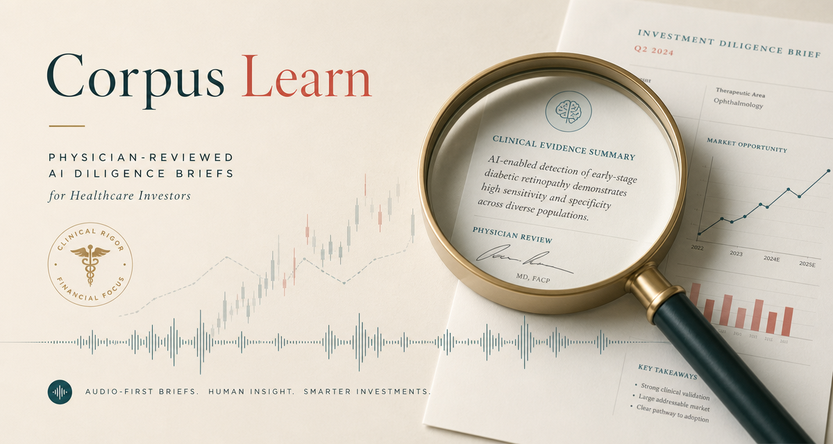 Corpus Learn — clinical AI diligence briefs